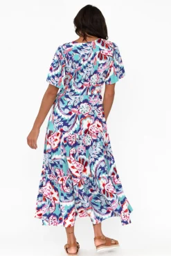 Midi Dresses<Willow Tree Solene Blue Garden Tier Dress