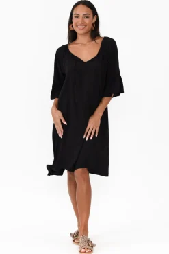 Below Knee Dresses<Slate the Label Sophia Black Bell Sleeve Dress