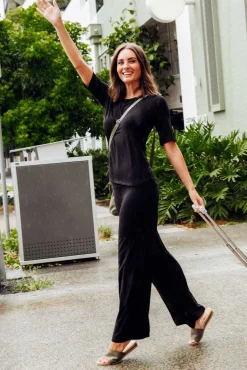 Sleeved Tops<Bamboo Body Sophie Black Bamboo Top