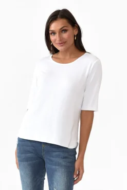 Sleeved Tops<Bamboo Body Sophie White Bamboo Top