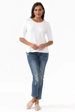 Sleeved Tops<Bamboo Body Sophie White Bamboo Top
