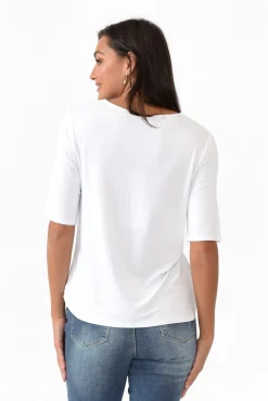 Sleeved Tops<Bamboo Body Sophie White Bamboo Top