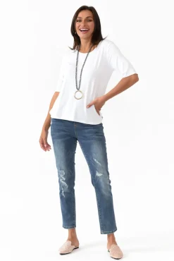 Sleeved Tops<Bamboo Body Sophie White Bamboo Top