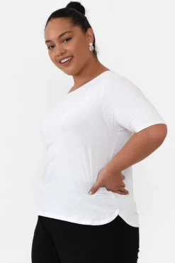 Sleeved Tops<Bamboo Body Sophie White Bamboo Top