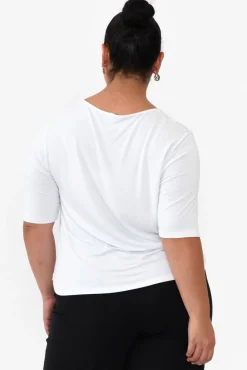 Sleeved Tops<Bamboo Body Sophie White Bamboo Top