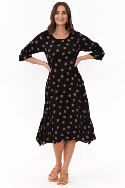 Below Knee Dresses<Willow Tree Soprano Black Spot Midi Dress