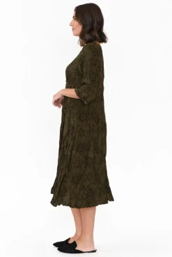 Below Knee Dresses<Willow Tree Soprano Khaki Garden Midi Dress