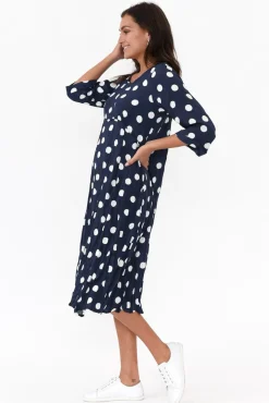 Below Knee Dresses<Willow Tree Soprano Navy Spot Midi Dress