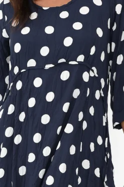 Below Knee Dresses<Willow Tree Soprano Navy Spot Midi Dress