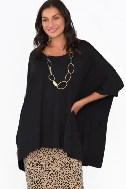 Sleeved Tops<Pq Sorronda Black Bamboo Batwing Top
