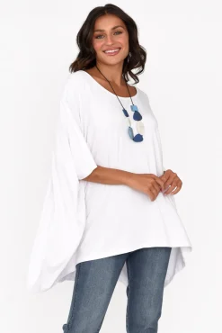 Tunic Tops<Pq Sorronda White Bamboo Batwing Top