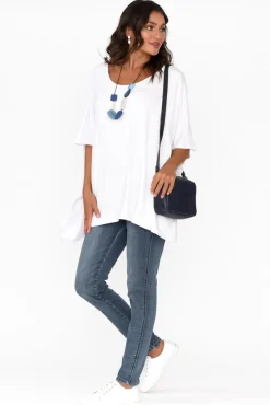 Tunic Tops<Pq Sorronda White Bamboo Batwing Top