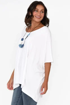 Tunic Tops<Pq Sorronda White Bamboo Batwing Top