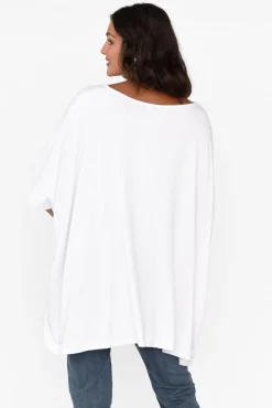 Tunic Tops<Pq Sorronda White Bamboo Batwing Top
