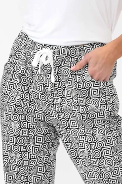 Pants<Cali and Co Souza Black Geo Cotton Pant