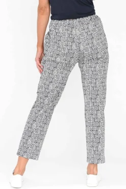 Pants<Cali and Co Souza Navy Geo Cotton Pant