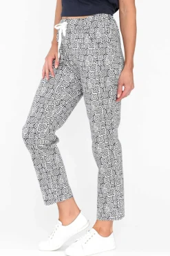 Pants<Cali and Co Souza Navy Geo Cotton Pant