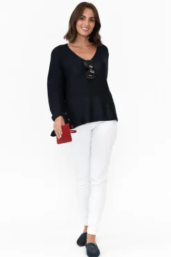 Knitwear<Willow Tree Stanley Navy Knit Button Jumper