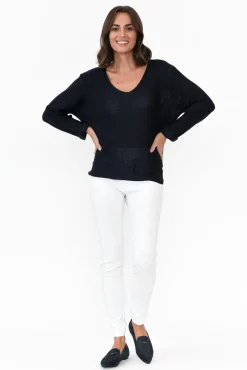 Knitwear<Willow Tree Stanley Navy Knit Button Jumper