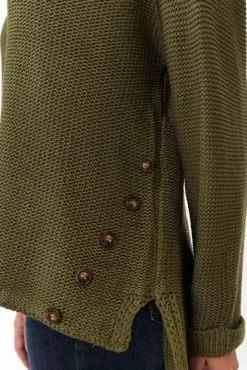 Cotton Tops<Willow Tree Stanley Olive Knit Button Jumper