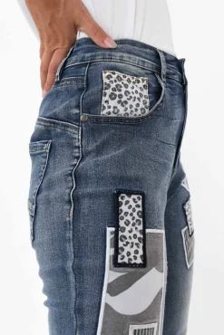 Jeans<Threadz Storm Blue Cotton Patch Jean