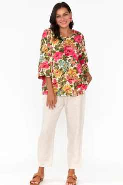 Cotton Tops<Willow Tree Stormy Pink Floral Cotton Blend Top