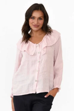 Linen Tops<Fabuler Sullivan Blush Linen Frill Top