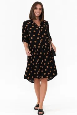 Below Knee Dresses<New U Collection Surrey Black Spot Shirt Dress