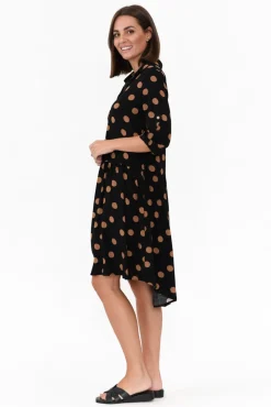 Below Knee Dresses<New U Collection Surrey Black Spot Shirt Dress