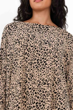 Sleeved Tops<Lou Lou Susie Leopard Asymmetrical Bamboo Top