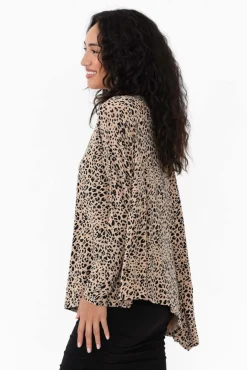 Sleeved Tops<Lou Lou Susie Leopard Asymmetrical Bamboo Top