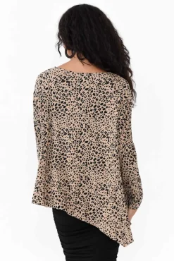 Sleeved Tops<Lou Lou Susie Leopard Asymmetrical Bamboo Top