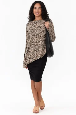 Sleeved Tops<Lou Lou Susie Leopard Asymmetrical Bamboo Top