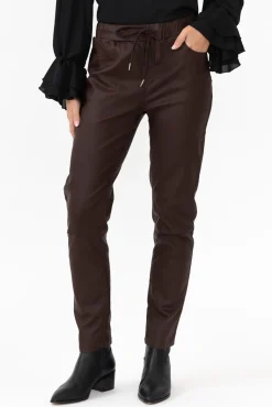 Pants<Italian Star Suzi Chocolate Wet Look Stretch Pant