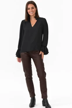 Pants<Italian Star Suzi Chocolate Wet Look Stretch Pant