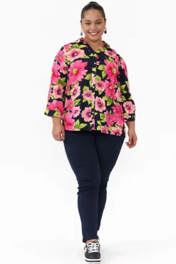 Shirts<Willow Tree Tabitha Navy Blossom Collared Shirt