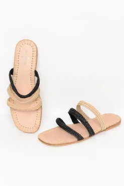 Slides<Bulibasha Tafrara Monochrome Straw Multi Strap Slide