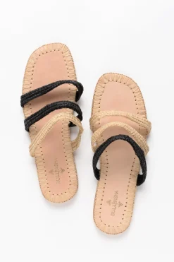 Slides<Bulibasha Tafrara Monochrome Straw Multi Strap Slide