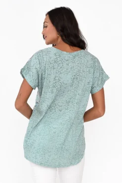 Cotton Tops<Cafe Latte Talisa Green Garden Cotton Blend Tee