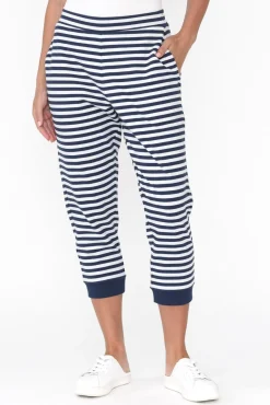 Pants<Betty Basics Tasha Navy Stripe Cotton Blend Jogger Pant