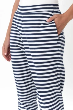 Pants<Betty Basics Tasha Navy Stripe Cotton Blend Jogger Pant
