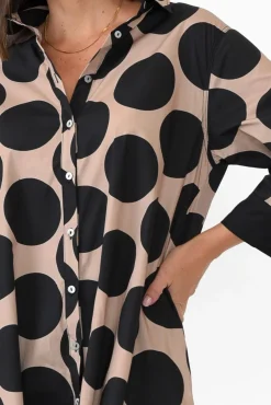 Cotton Dresses<Soul Sparrow Tasha Tan Spot Cotton Button Dress