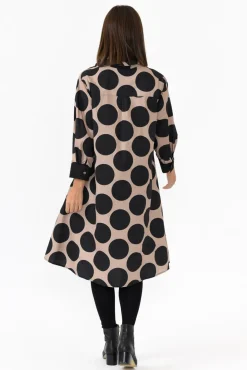 Cotton Dresses<Soul Sparrow Tasha Tan Spot Cotton Button Dress