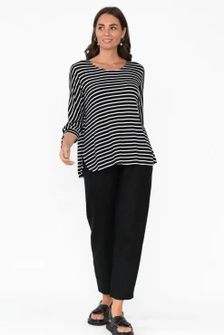 Sleeved Tops<Bamboo Whispers Tasmyn Black Stripe Bamboo Top