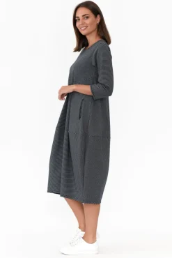 Cotton Dresses<Tirelli Tatum Navy Stripe Cotton Diagonal Dress