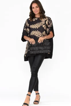 Sleeved Tops<Italian Closet Terni Black Floral Gloss Top