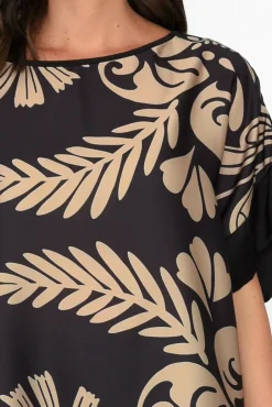 Sleeved Tops<Italian Closet Terni Black Floral Gloss Top