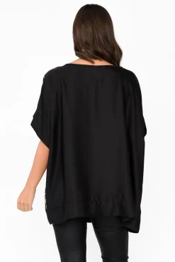 Sleeved Tops<Italian Closet Terni Black Floral Gloss Top