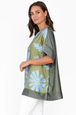 Sleeved Tops<Italian Closet Terni Khaki Floral Gloss Top