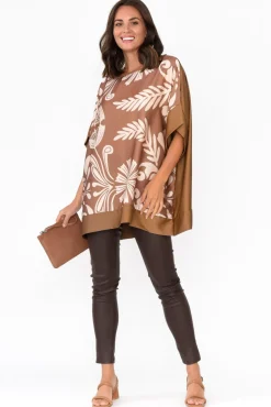 Sleeved Tops<Italian Closet Terni Taupe Floral Gloss Top